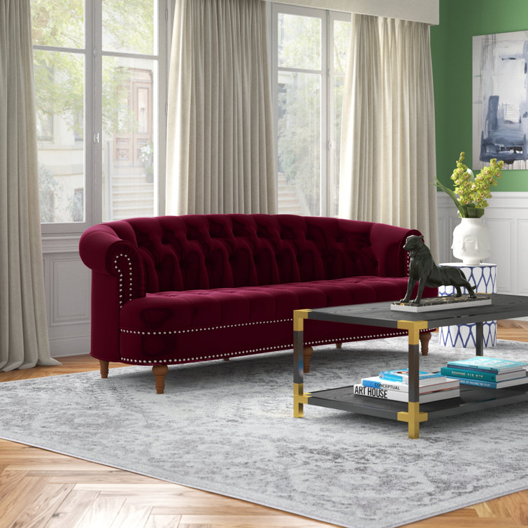 Etta Avenue™ Corbyn 84'' Velvet Rolled Arm Chesterfield Sofa & Reviews